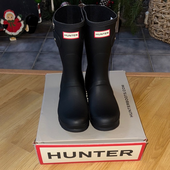 HUNTER NEW size 10 short black rain boots rainboots - Picture 2 of 9